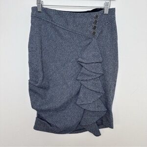 Anthropologie Eva Franco Womens 0 Fluttering Stripe Tweed Ruffle Skirt